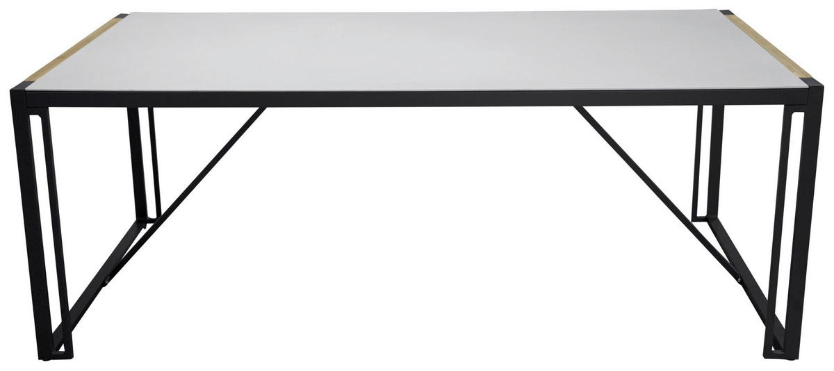 GARTENTISCH Metall, Glas Grau, Schwarz rechteckig  - Schwarz/Grau, MODERN, Glas/Metall (200/100/75cm) - Gardenson