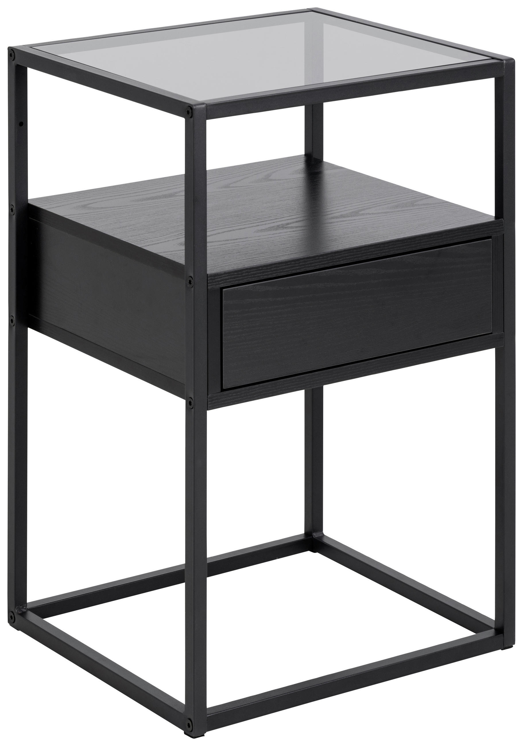 NACHTSCHRANK 40/60/35 cm, Schwarz,  - Schwarz, MODERN, Holzwerkstoff/Metall (40/60/35cm) - MID.YOU