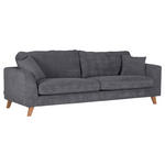 BIGSOFA Cord Dunkelgrau  - Dunkelgrau/Buchefarben, Design, Holz/Textil (240/63/90cm) - Carryhome