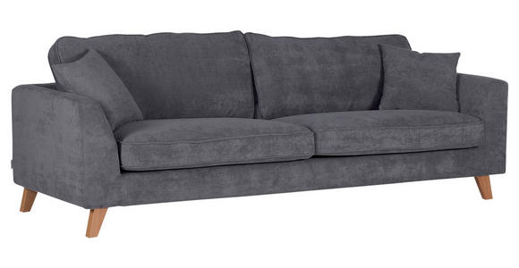 BIGSOFA Cord Dunkelgrau - Dunkelgrau/Buchefarben, Design, Holz/Textil (240/63/90cm) - Carryhome