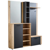 GARDEROBE 7-teilig  in 150/190/32 cm  - Anthrazit/Eiche Artisan, Design, Glas/Holzwerkstoff (150/190/32cm) - MID.YOU