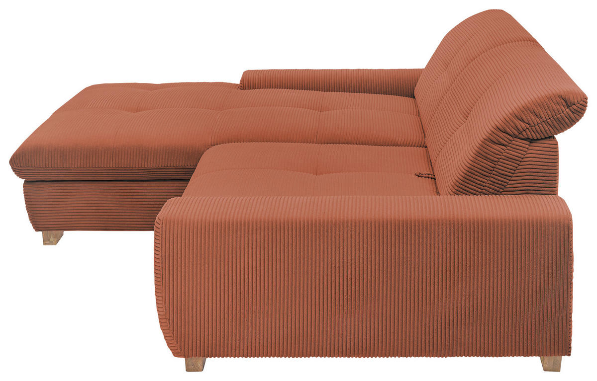 ECKSOFA Orange Cord  - Eichefarben/Orange, Design, Holz/Textil (198/276cm) - SetOne by Musterring