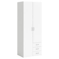 KLEIDERSCHRANK 77,6/200,4/49,5 cm,  in Weiß, 2-türig  - Silberfarben/Weiß, Basics, Holzwerkstoff/Metall (77,6/200,4/49,5cm) - MID.YOU