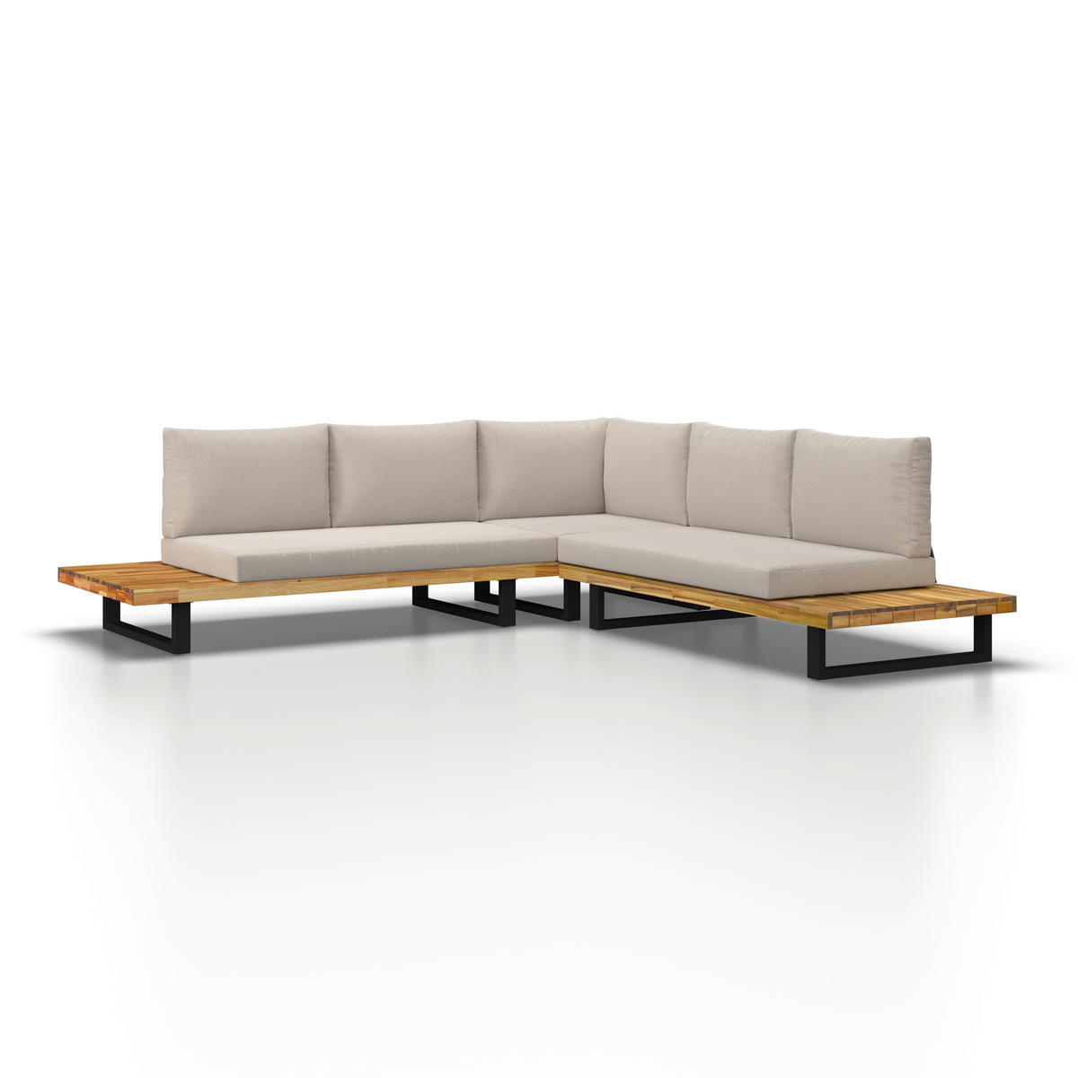 BAŠTENSKA GARNITURA  - prirodna boja/crna, Moderno, drvo/metal (254/78/82cm) - Bessagi Garden