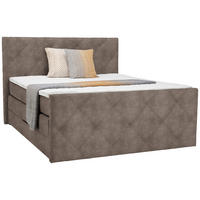 BOXSPRINGBETT 180/200 cm  in Braun, Grau  - Schwarz/Braun, KONVENTIONELL, Kunststoff/Textil (180/200cm) - Ti'me