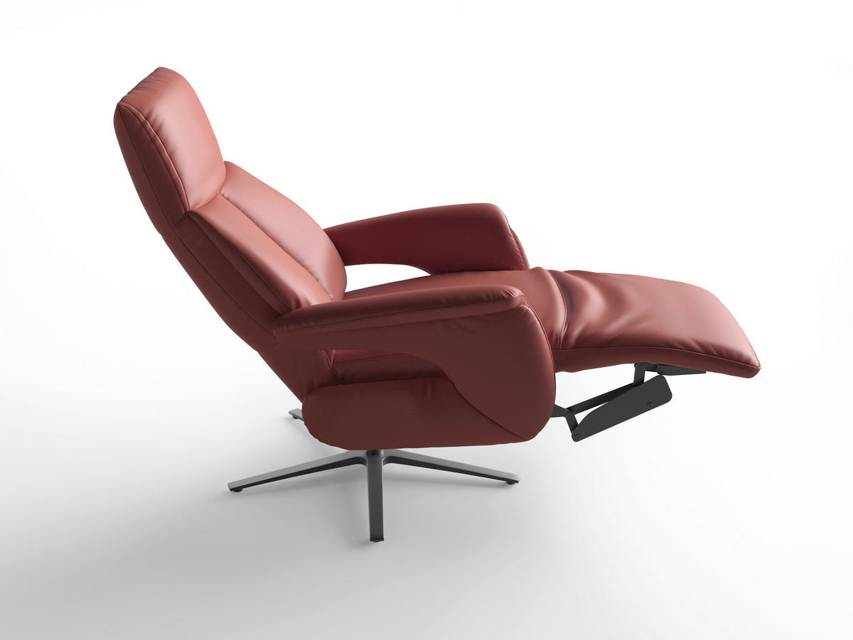RELAXSESSEL Leder Rotbraun  - Rotbraun/Schwarz, Basics, Leder/Metall (75/110/85cm) - Sit & More