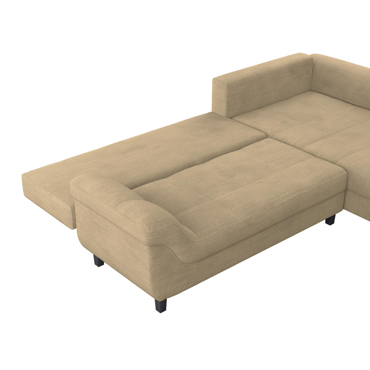 ECKSOFA Chenille, Struktur Beige  - Beige/Schwarz, Konventionell, Textil (309/197cm) - MID.YOU