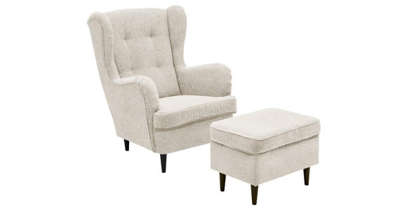 OHRENSESSEL in Webstoff Creme, Schwarz  - Creme/Schwarz, Basics, Holz/Textil (78cm) - Carryhome