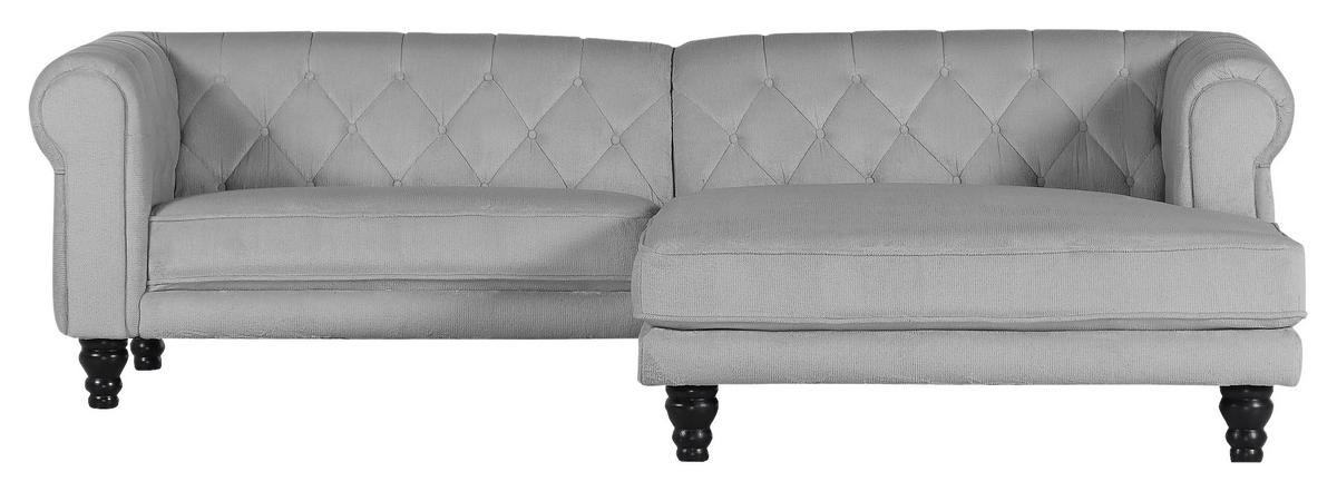 HÖRNSOFFA i plysch grå  - grå/mörkbrun, Design, trä/textil (260/160cm) - MID.YOU