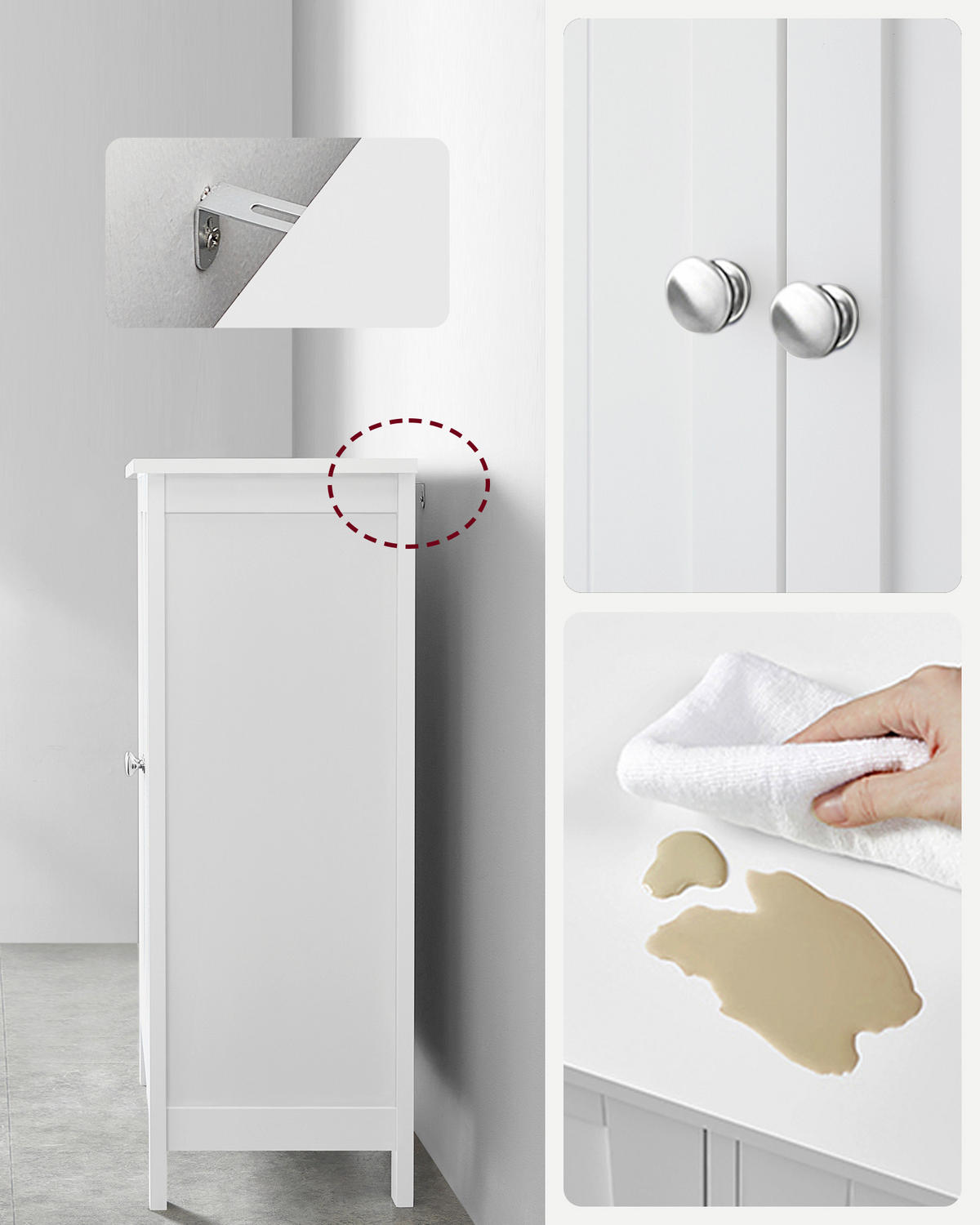 SEITENSCHRANK 60/80/30 cm  - Weiß, Trend, Holzwerkstoff/Metall (60/80/30cm) - MID.YOU