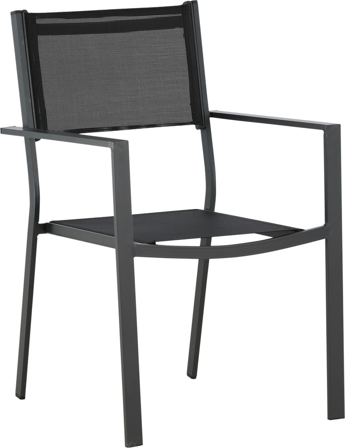 Stapelsessel 2er-Set Aluminium Schwarz  - Schwarz, KONVENTIONELL, Textil/Metall (56.5/88/61cm) - Gardenson