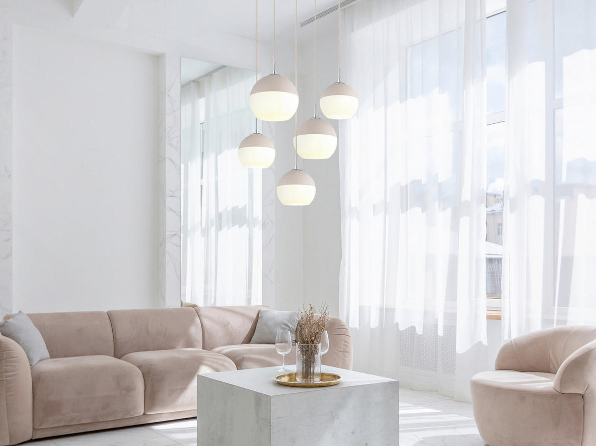 HÄNGELEUCHTE 57/120 cm  - Sandfarben/Beige, Design, Glas/Textil (57/120cm) - Globo