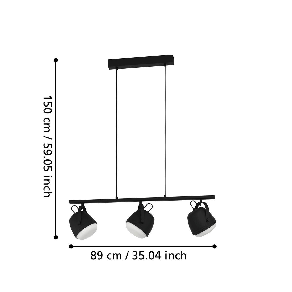 HÄNGELEUCHTE 89/16,5/150 cm  - Schwarz/Weiß, Design, Glas/Metall (89/16,5/150cm) - Eglo