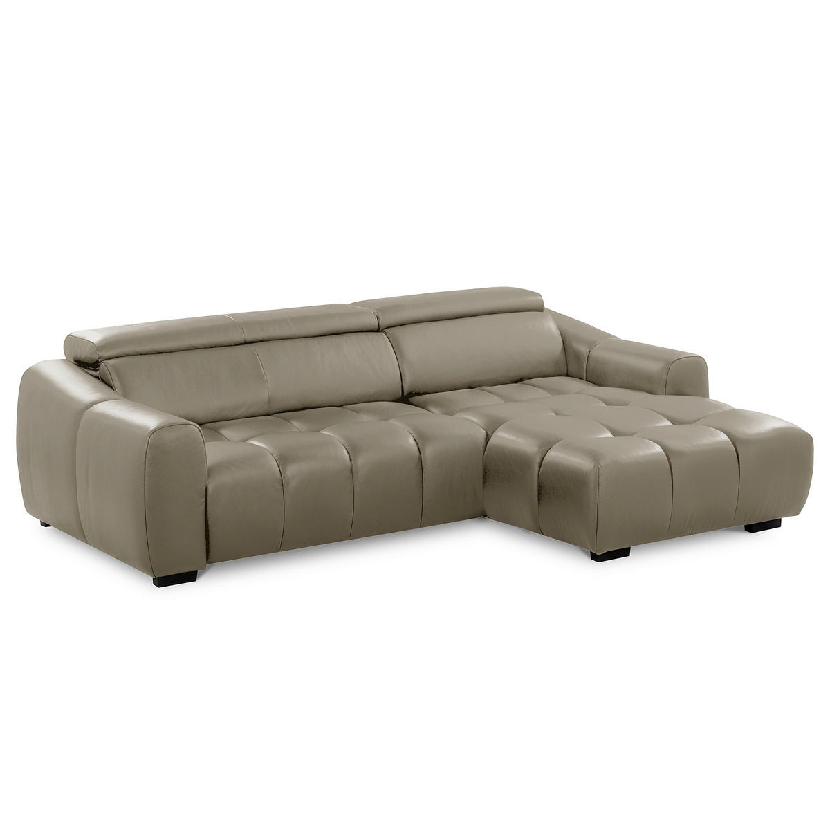ECKSOFA  Echtleder Taupe  - Taupe/Schwarz, Design, Leder/Kunststoff (274/177cm) - Livetastic
