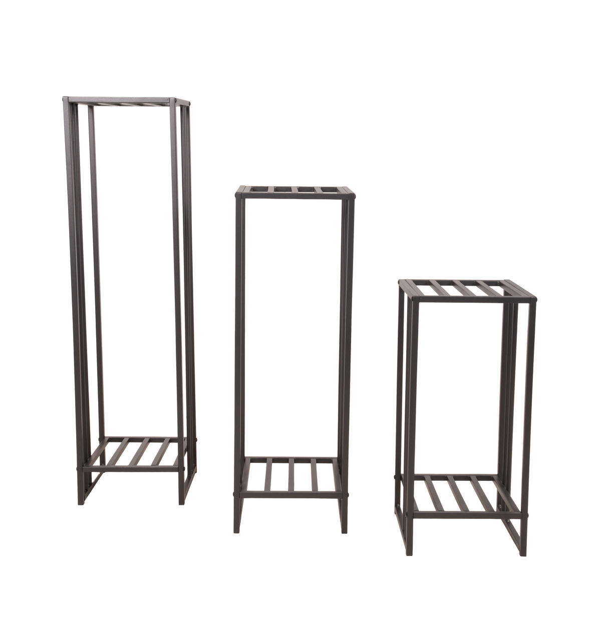 BLUMENTISCHSET in Metall 25/25/95 cm  - Schwarz, MODERN, Metall (25/25/95cm) - Gardenson