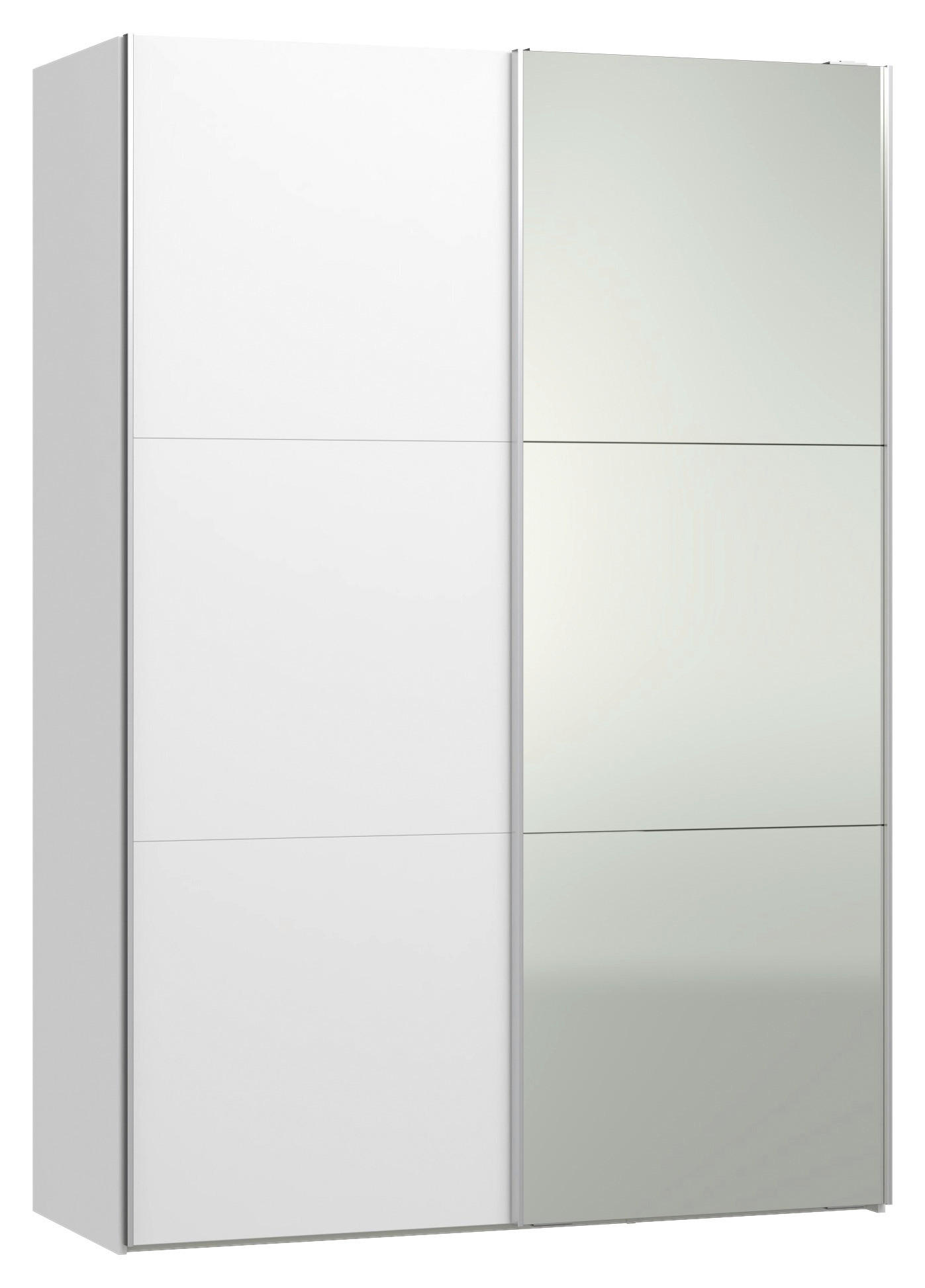 SCHWEBETÜRENSCHRANK 152/220/65 cm 2-türig Weiß  - Silberfarben/Weiß, Design, Glas/Holzwerkstoff (152/220/65cm) - Jutzler