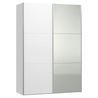 SCHWEBETÜRENSCHRANK 152/220/65 cm 2-türig Weiß  - Silberfarben/Weiß, Design, Glas/Holzwerkstoff (152/220/65cm) - Jutzler
