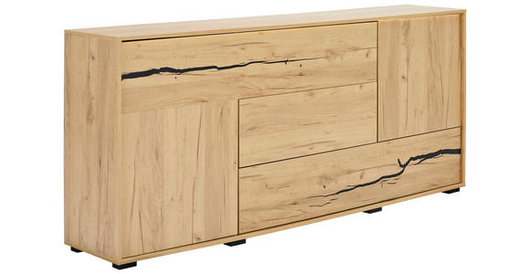 SIDEBOARD  200/89/40 cm 2 Schublade(n)  - Eichefarben/Schwarz, KONVENTIONELL, Holzwerkstoff (200/89/40cm) - Xora
