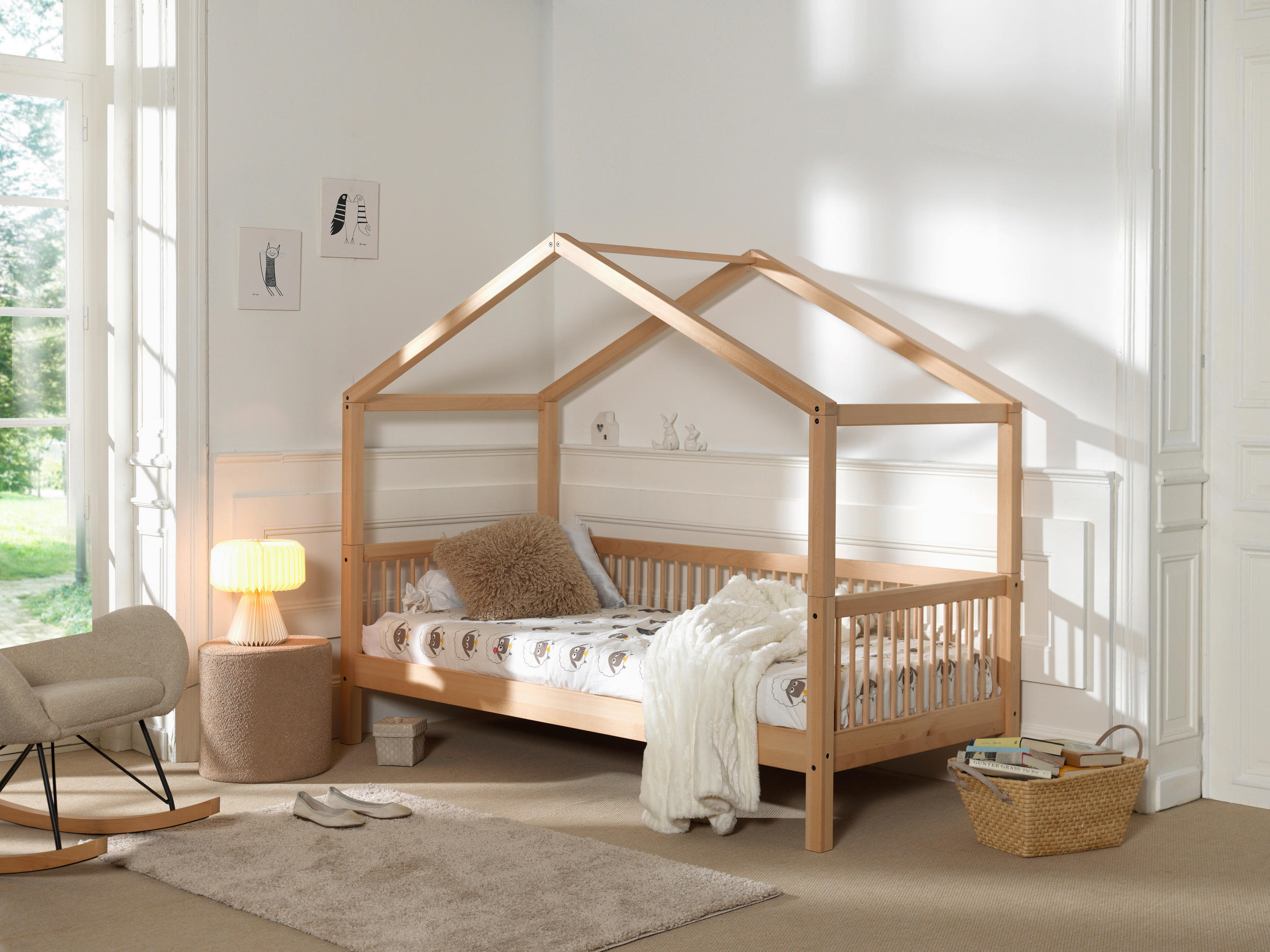HAUSBETT 90/200 cm,  in Buchefarben, Rollrost  - Buchefarben, MODERN, Holz (90/200cm) - Vipack