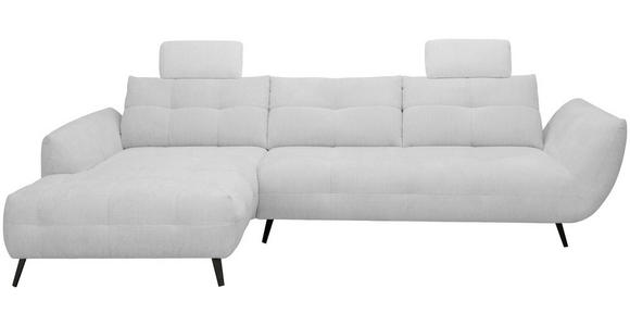 ECKSOFA Silberfarben Chenille Armlehnenkissen, Rücken echt, Sitztiefenverstellung  - Silberfarben/Schwarz, KONVENTIONELL, Textil/Metall (215/313cm) - Hom`in