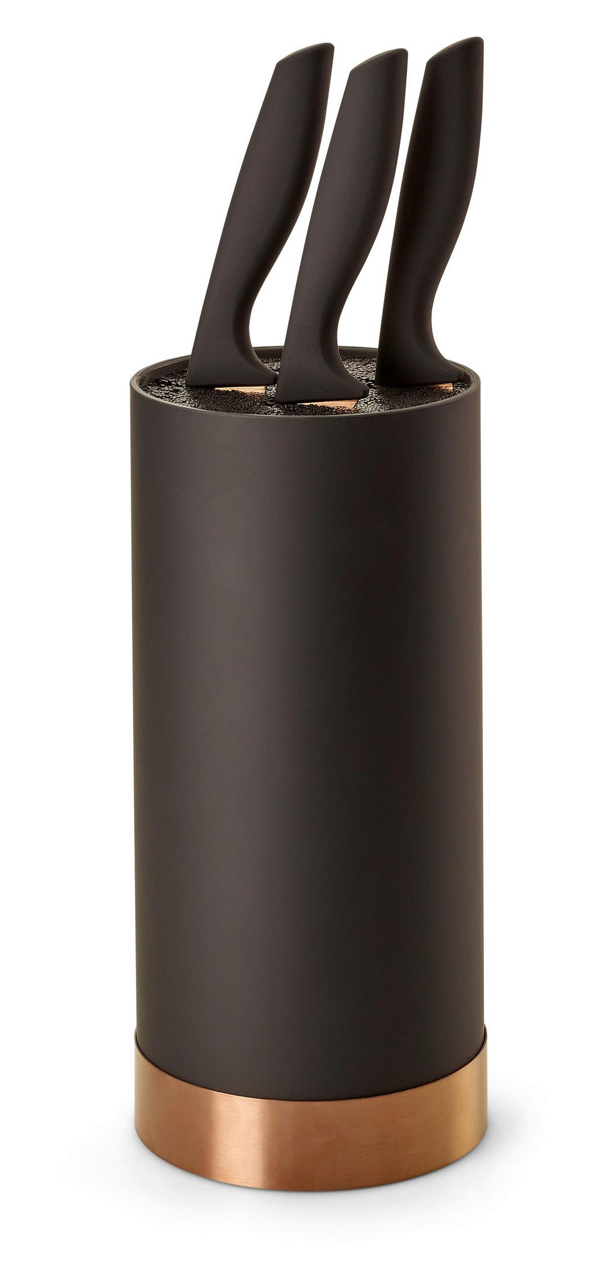 MESSERBLOCK 4-teilig  - Schwarz/Bronzefarben, Basics, Kunststoff (11/22cm) - Echtwerk