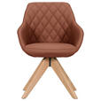 ARMLEHNSTUHL  Typenauswahl, Sitzfläche 360° drehbar, automatische Rückholfunktion  Echtleder  - Cognac/Naturfarben, Design, Leder/Holz (60/83/65cm) - Landscape