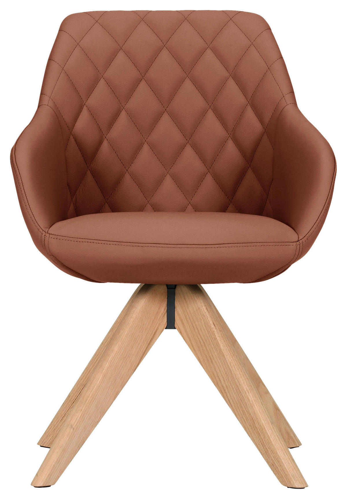 ARMLEHNSTUHL  Typenauswahl, Sitzfläche 360° drehbar, automatische Rückholfunktion  Echtleder  - Cognac/Naturfarben, Design, Leder/Holz (60/83/65cm) - Landscape