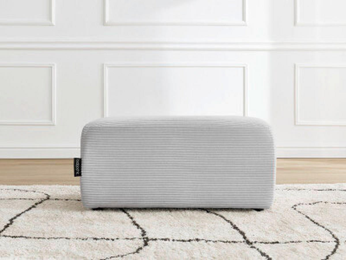 HOCKER ATILLA Cord Hellgrau  - Hellgrau/Schwarz, MODERN, Kunststoff/Textil (92/44/48cm)