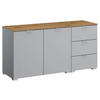SIDEBOARD 120/61/42 cm  in Grau, Eichefarben  - Eichefarben/Alufarben, Trend, Holzwerkstoff/Kunststoff (120/61/42cm) - Stylife