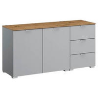 SIDEBOARD 120/61/42 cm  in Grau, Eichefarben  - Eichefarben/Alufarben, Trend, Holzwerkstoff/Kunststoff (120/61/42cm) - Stylife
