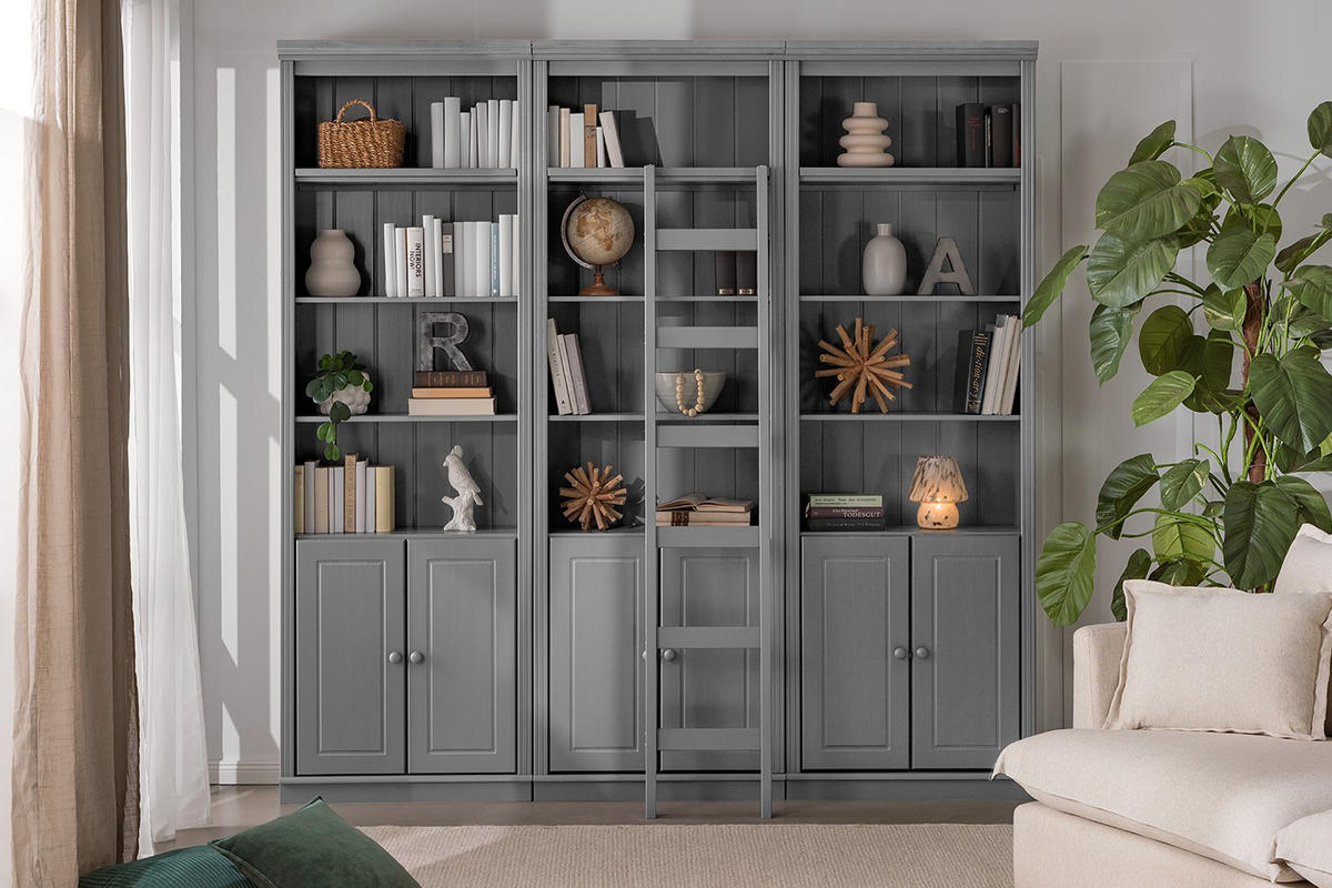 BÜCHERWAND  222/223/37 cm Grau  - Grau, Design, Holz (222/223/37cm) - Livetastic