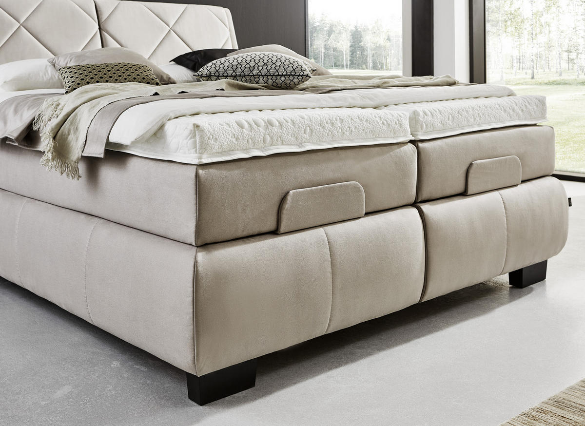 BOXSPRINGOVÁ POSTEĽ, 180/200 cm, béžová - čierna/béžová, Konventionell, kov/textil (180/200cm) - Dieter Knoll