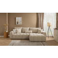 ECKSOFA in Velours Creme  - Creme/Schwarz, KONVENTIONELL, Kunststoff/Textil (298/168cm) - Carryhome