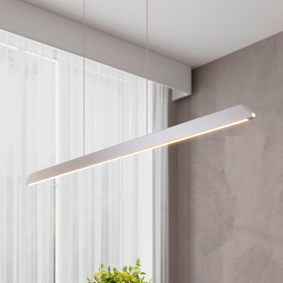 ZÁVĚSNÉ LED SVÍTIDLO, 113/1,5/150 cm  - barvy niklu, Design, kov/plast (113/1,5/150cm) - Novel