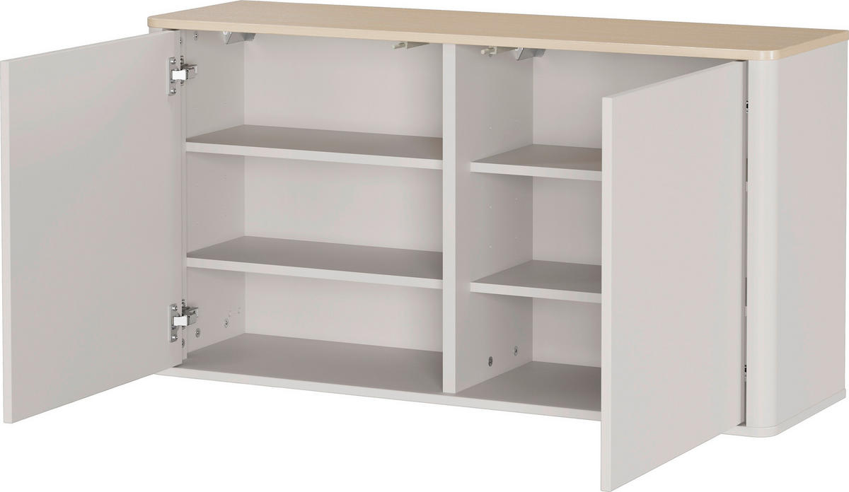 SCHUHSCHRANK  in 110/60/30 cm  - Kaschmir/Eichefarben, Design, Glas/Holzwerkstoff (110/60/30cm) - Germania