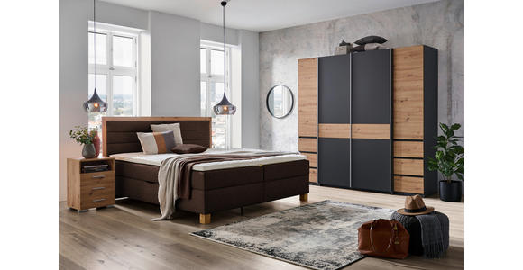 BOXBETT 180/200 cm  in Braun, Eiche Artisan  - Eiche Artisan/Braun, KONVENTIONELL, Holz/Textil (180/200cm) - Carryhome