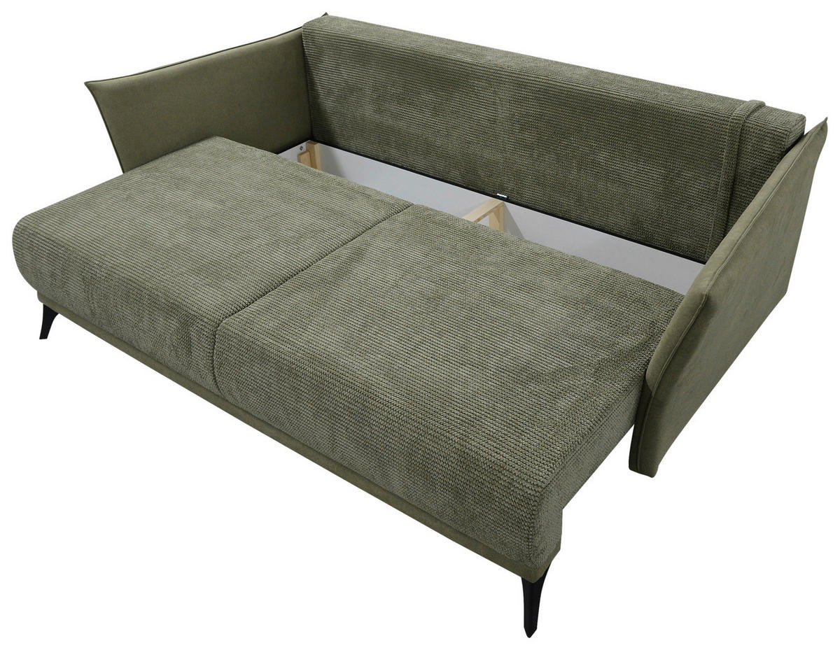 SCHLAFSOFA Cord, Flachgewebe Olivgrün  - Schwarz/Olivgrün, KONVENTIONELL, Textil/Metall (223/72/100cm) - Carryhome