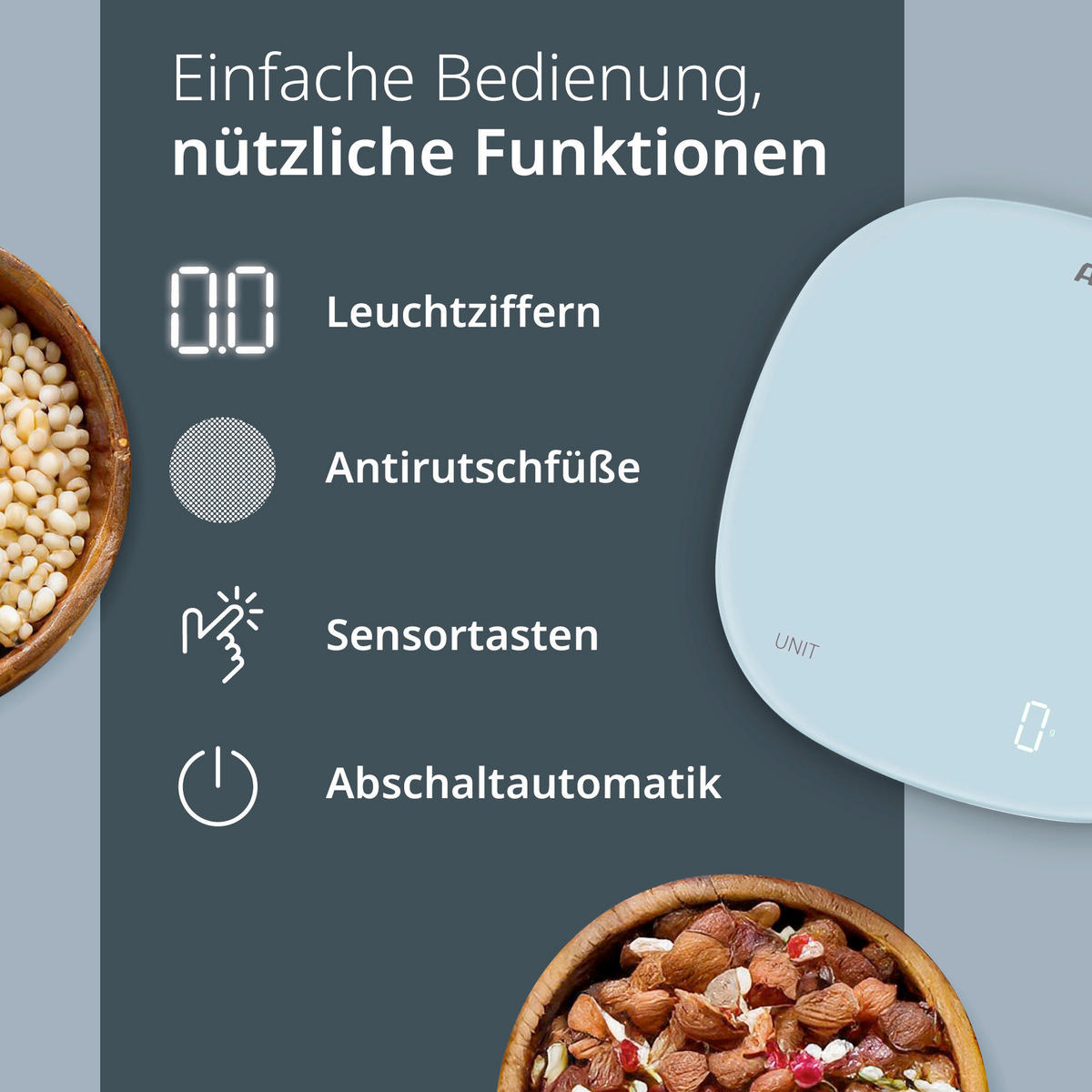 ELEKTRISCHE KÜCHENWAAGE - Flieder, Basics, Kunststoff (18/18/1,9cm) - ADE
