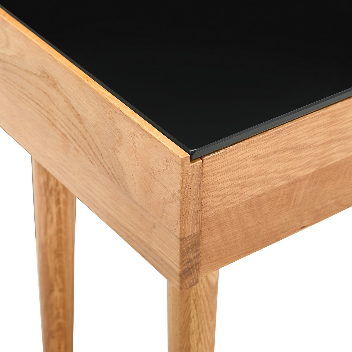 KONSOLENTISCH Eiche massiv Naturfarben, Schwarz  - Schwarz/Naturfarben, Design, Glas/Holz (100/80/35cm) - MID.YOU