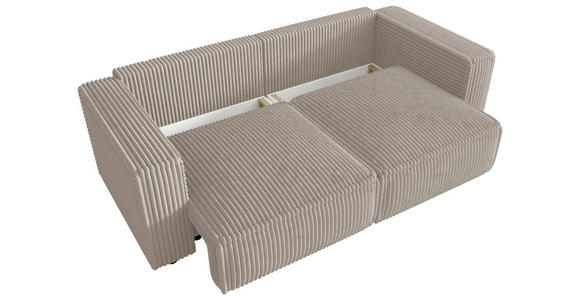 SCHLAFSOFA Cord Beige  inkl. Zierkissen, Bettkasten, Schlaffunktion  - Beige/Schwarz, MODERN, Kunststoff/Textil (250/68/104cm) - Xora