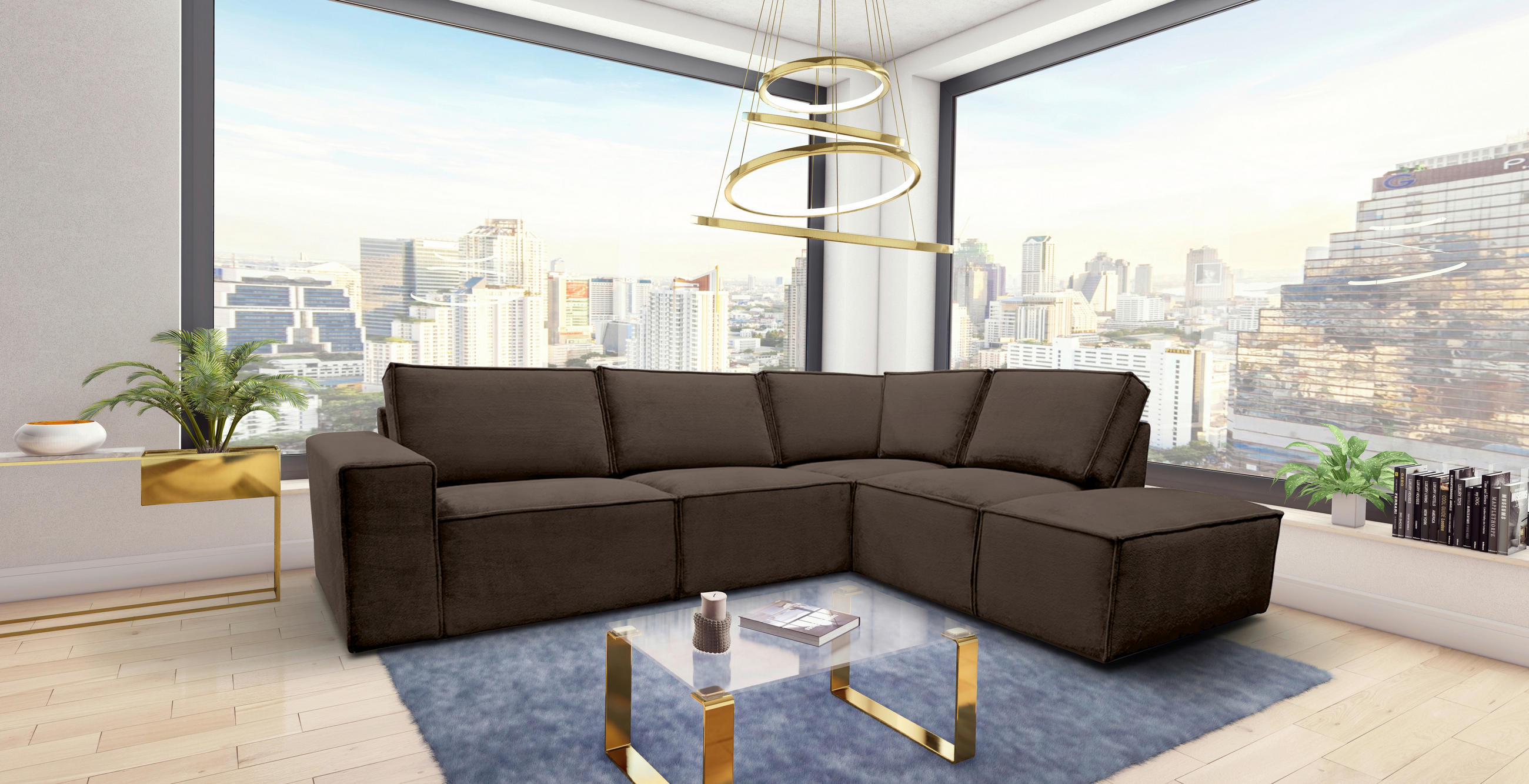 ECKSOFA Braun Chenille  - Schwarz/Braun, KONVENTIONELL, Kunststoff/Textil (275/212cm) - Carryhome