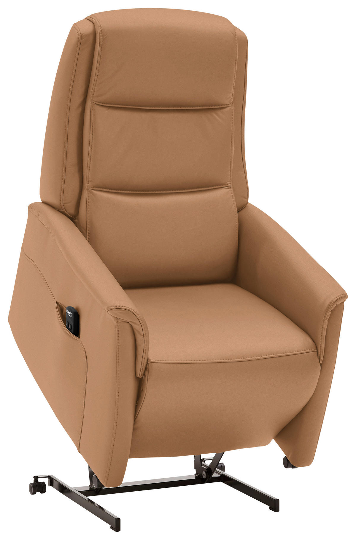 FERNSEHSESSEL Valdera  mit Relaxfunktion, Aufstehhilfe, Rücken echt Echtleder Hellbraun  - Hellbraun/Schwarz, KONVENTIONELL, Leder/Kunststoff (70/107/88cm) - Livetastic