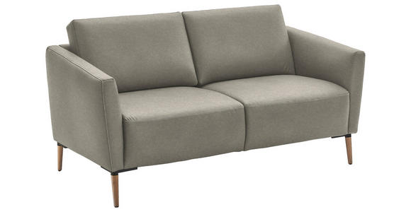 2-SITZER-SOFA  in Echtleder Hellgrau   - Eichefarben/Beige, Natur, Leder/Holz (182/86/87cm) - Valnatura