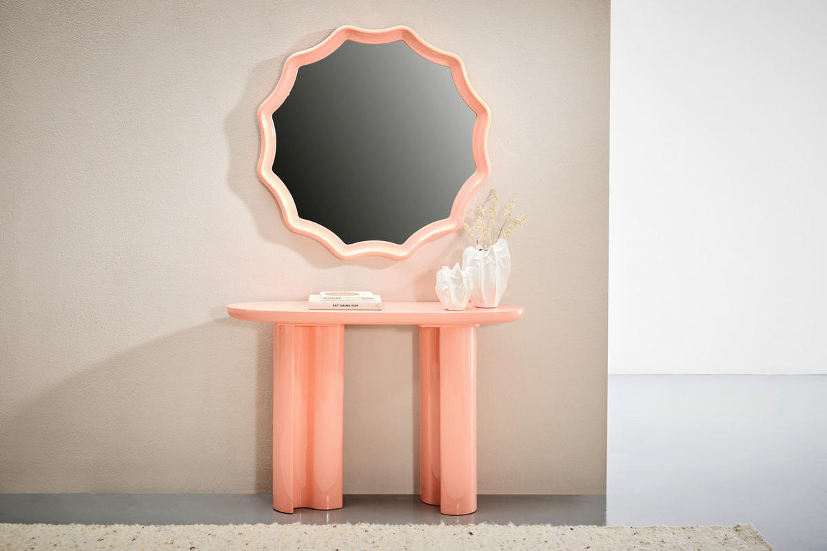 WANDSPIEGEL 100/100/4,5 cm    in wellenförmig  - Aprikose/Orange, Design, Glas/Holzwerkstoff (100/100/4,5cm) - Novel