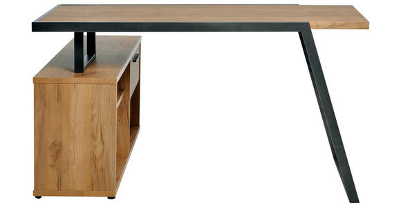 ECKSCHREIBTISCH 140/120/75 cm in Eichefarben - Eichefarben/Anthrazit, KONVENTIONELL, Holzwerkstoff/Metall (140/120/75cm) - Novel