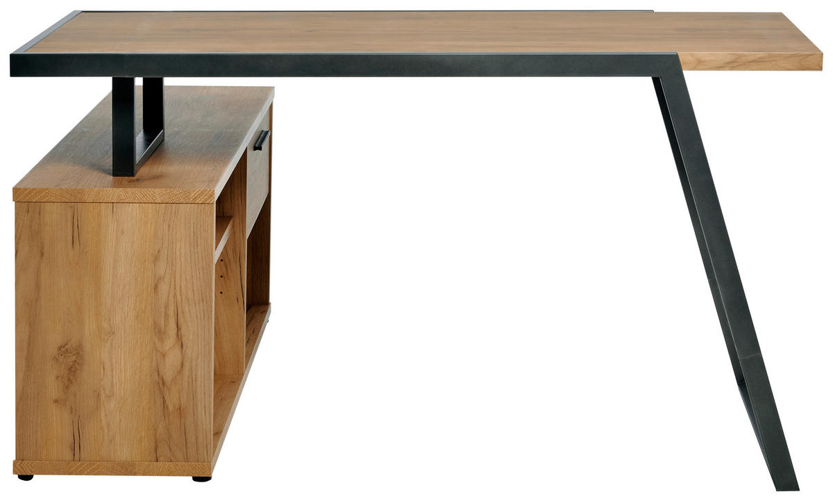ECKSCHREIBTISCH 140/120/75 cm  in Eichefarben  - Eichefarben/Anthrazit, KONVENTIONELL, Holzwerkstoff/Metall (140/120/75cm) - Novel