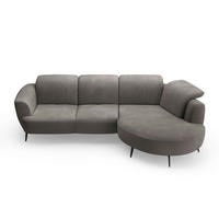 ECKSOFA in Flachgewebe Graphitfarben  - Schwarz/Graphitfarben, Konventionell, Textil/Metall (309/199cm) - Sit & More