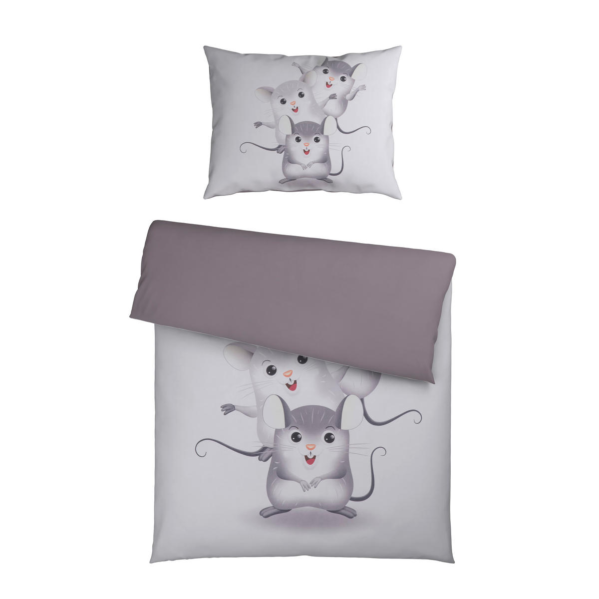 BABYBETTWÄSCHE Perkal 100/135 cm  - Grauweiß, Trend, Textil (100/135cm) - Avelia