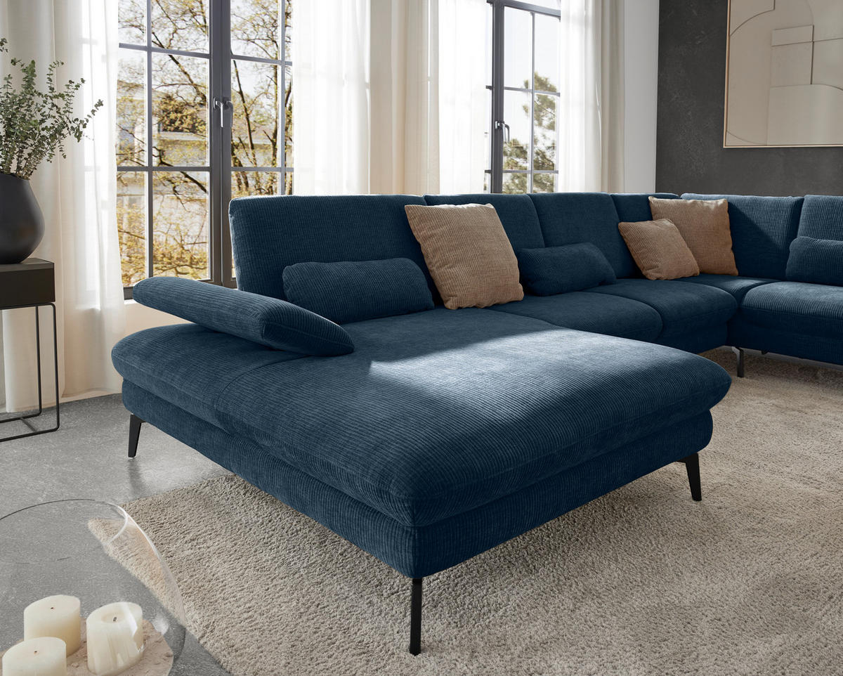 WOHNLANDSCHAFT in Webstoff Blau  - Blau/Schwarz, Design, Textil/Metall (157/354/208cm) - Dieter Knoll