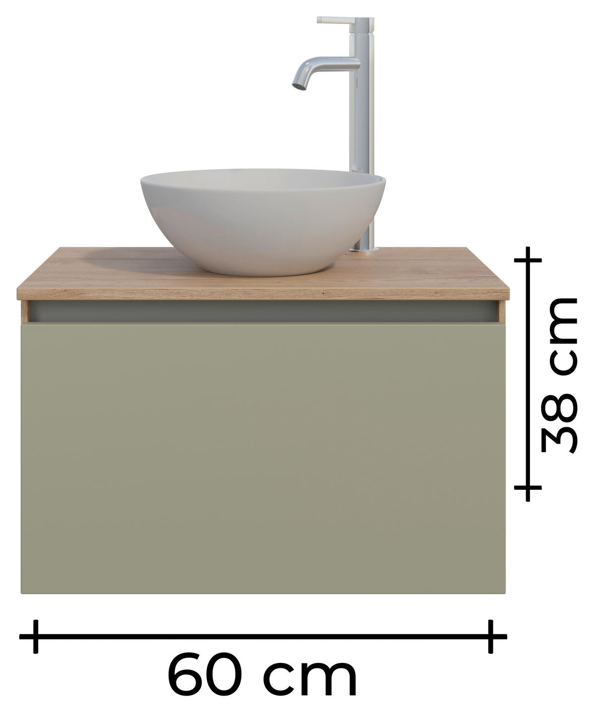 WASCHTISCHKOMBI 60,3 cm  - Edelstahlfarben/Eichefarben, MODERN, Keramik/Holzwerkstoff (60,3cm) - Celina Home